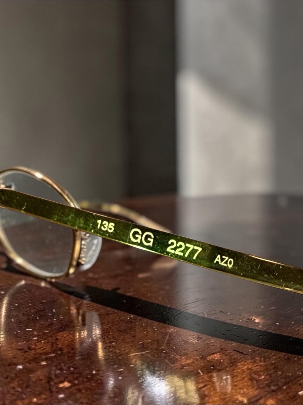 Vintage Gucci GG 2477 Gold Oval Eyeglasses Italy Green Tinted Lenses New - Picture 7 of 8